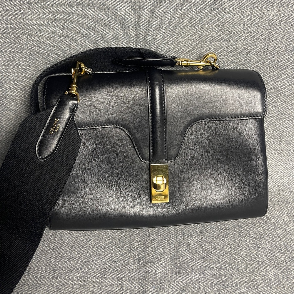Black calfskin Soft 16 Teen bag w/ strap and dustbag